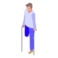 Handicapped man amputated leg icon, isometric style