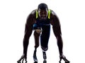 Handicapped man runners sprinters with legs prosthesis silhoue Royalty Free Stock Photo