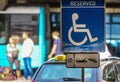 Handicapped Parking Area - Henri Coanda Airport, Otopeni, Romania Royalty Free Stock Photo