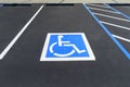 Handicapped parking space, freshly resurfaced and painted Royalty Free Stock Photo