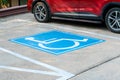 Handicapped parking spaces in the parking lot Royalty Free Stock Photo