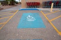 Handicapped parking spot - transportation road markings. Royalty Free Stock Photo