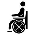 Handicapped patient icon. Wheelchair person symbol. Disabled man glyph vector icon. Can be used as a toilet sign or transport sign Royalty Free Stock Photo