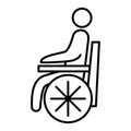 Handicapped patient line icon. Wheelchair person symbol. Disabled man outlines vector icon. Can be used as a toilet sign or Royalty Free Stock Photo