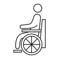 Handicapped patient line icon. Wheelchair person symbol. Disabled man outlines vector icon. Can be used as a toilet sign or Royalty Free Stock Photo