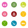 Handicapped people icons set, flat style Royalty Free Stock Photo