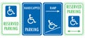 Handicapped reserved parking signs Royalty Free Stock Photo