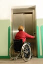 Handicapped using elevator