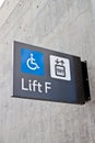 Handicapped wheelchair access logo sign.