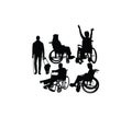 Handicapped and wheelchair Silhouettes Royalty Free Stock Photo