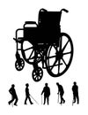 Handicapped and wheelchair Silhouettes Royalty Free Stock Photo