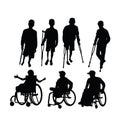 Handicapped and wheelchair Silhouettes Royalty Free Stock Photo