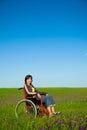 Handicapped woman on wheelchair