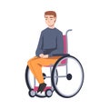 Handicapped Young Man in Wheelchair Feeling Sad Vector Illustration