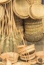 Handicraft baskets and several pieces in straw in Aracaju Brazil Royalty Free Stock Photo