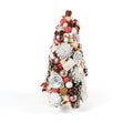 Handicraft christmas tree made of flowers, cones and balls as a gift