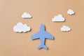 Handicraft from colorful paper Airplane and clouds Royalty Free Stock Photo