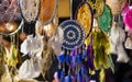 Handicraft dreamcatcher in a medieval traditional shop tent.
