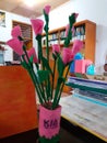 Handicraft flowers made from flanel fabric