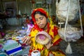 Handicraft maker women are making on a showpiece bird nests using on pineapple fiber at Madhupur, Royalty Free Stock Photo