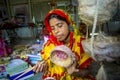 Handicraft maker women are making on a showpiece bird nests using on pineapple fiber at Madhupur, Royalty Free Stock Photo