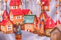 Handicraft mart Kaziukas in Vilnius, Lithuania: ceramic houses Royalty Free Stock Photo