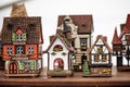 Handicraft mart Kaziukas in Vilnius, Lithuania: ceramic houses Royalty Free Stock Photo