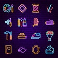 Handicraft Neon Icons Set Royalty Free Stock Photo