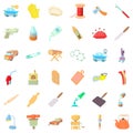 Handicraft production icons set, cartoon style