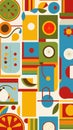 Handicrafts and household items color block flat illustration