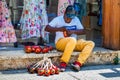 Handicraftsman making and selling maracas at the walled city in Cartagena de Indias