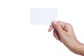 handing a blank business card,