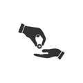 Handing money icon flat