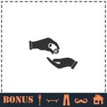 Handing money icon flat