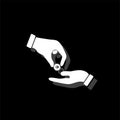 Handing money icon flat