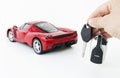 handing over car keys on a sports car Royalty Free Stock Photo