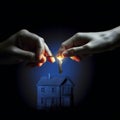 handing over the illuminating house key. Created with generative AI Royalty Free Stock Photo