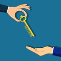 Handing over the keys of success. On the way to success Royalty Free Stock Photo