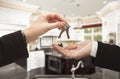 Handing Over New House Keys Inside Beautiful Home Royalty Free Stock Photo