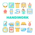 Handiwork Craft Hobby Occupation Icons Set Vector