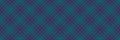 Handkerchief pattern check fabric, custom background seamless textile. Outside plaid tartan texture vector in cyan and blue colors