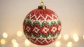 Handknitted Christmas Ornament with Red Green and White Pattern Royalty Free Stock Photo