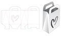 Handle bag with heart shaped window die cut template Royalty Free Stock Photo