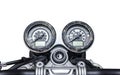 Handle bar motorcycle view with analog dashboard isolated on white background with clipping path