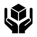 Handle with care sign. Fragile symbol on cardboard. Fragile warning label