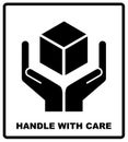 Handle with care sign isolated on white background. Vector illustration. Royalty Free Stock Photo