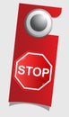 Handle door with stop sign