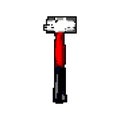 handle hammer tool game pixel art vector illustration