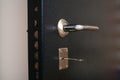 Handle on the metal safe door