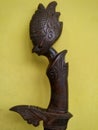 The handle of a puppet carving machete typical of west java, indonesia